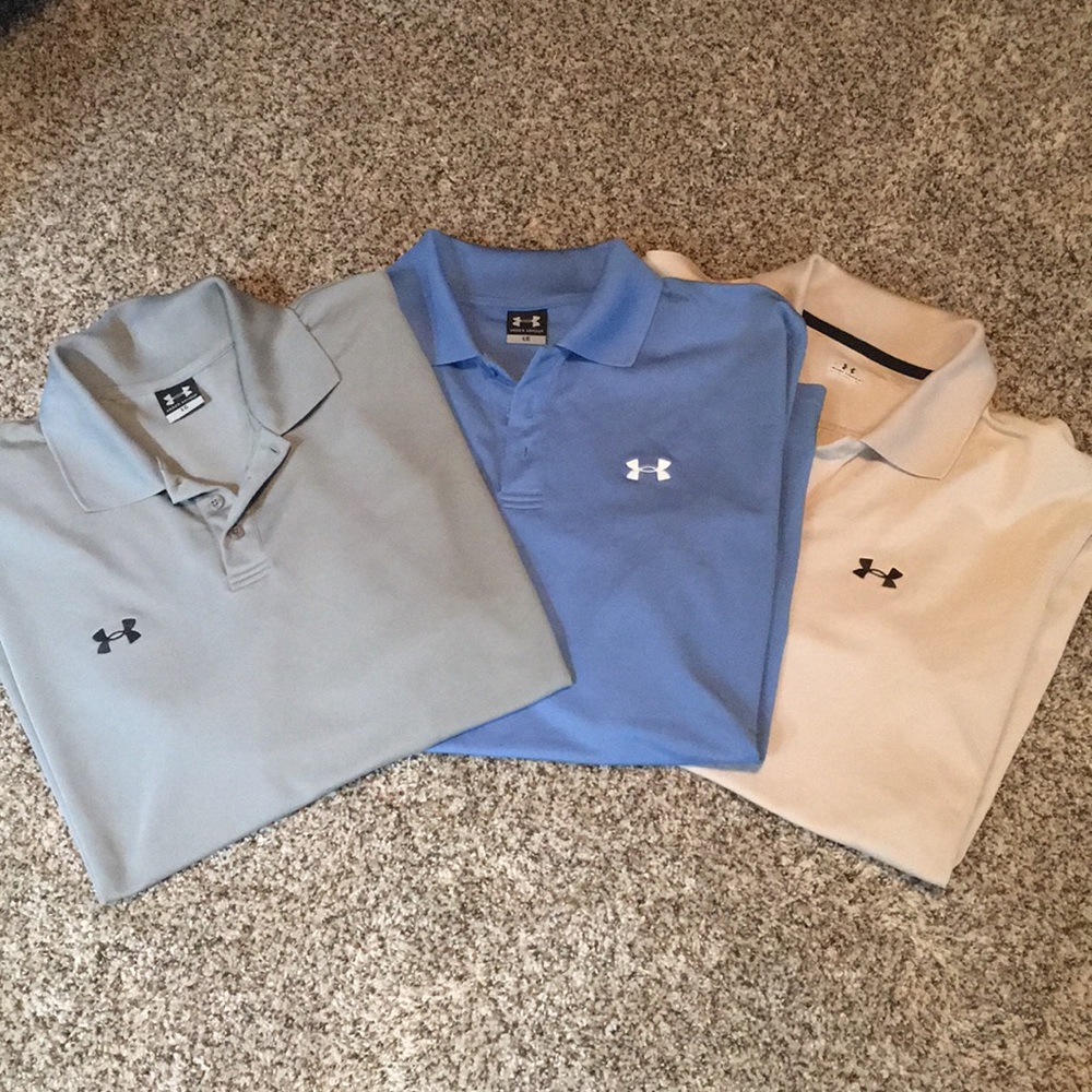 MEN’S UNDER ARMOUR GOLF POLO BUNDLE OF 3!!